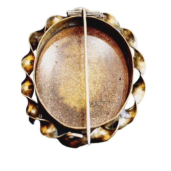 Antique Goldstone Mosaic Twisted Gold Filled Brooch (A1765) - Picture 5 of 6